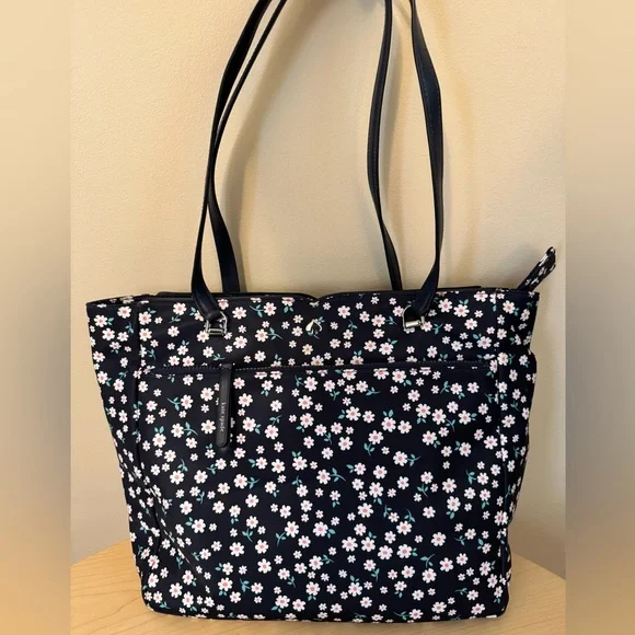 Kate Spade Jae Navy White Fleurette Floral Large Nylon Tote Bag NWOT - Picture 6 of 16